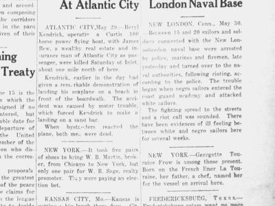 Example: New London riots of 1919